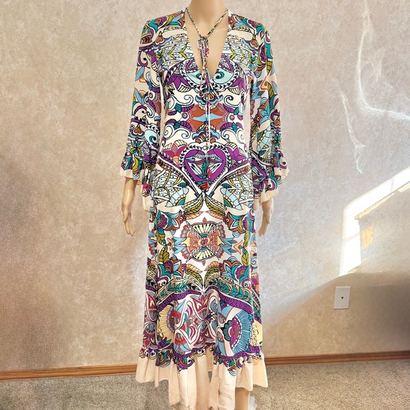 Zara Dresses & Skirts - NWOT Zara ethnic tribal print midi flowy dress/Fall season dress size XS